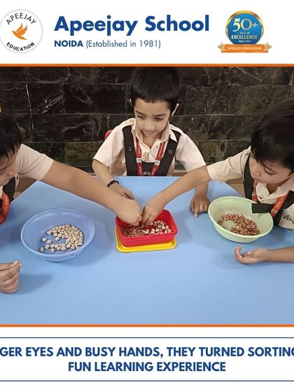 With eager eyes and busy hands, our nursery students turned sorting into a fun learning experience. This hands-on activity with kidney beans and chickpeas helped them develop classification and fine motor skills.