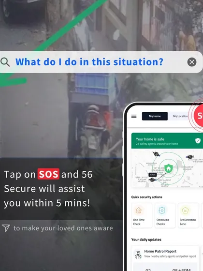 When you see a suspicious situation, you don't have to confront it alone. A single tap on the SOS button in our app dispatches our team to assist you within 5 minutes, turning you from a bystander into a hero.