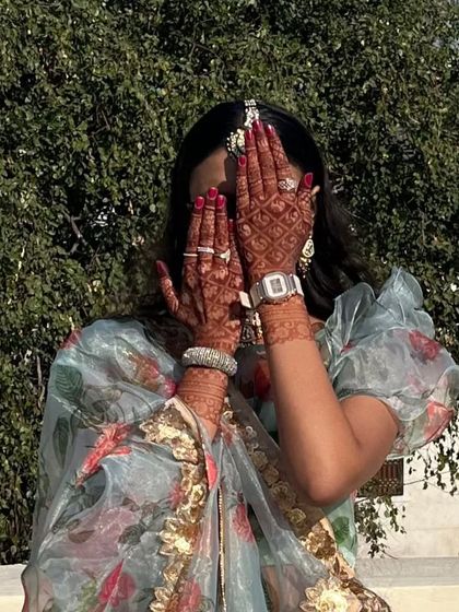 The beautiful matured stain of a bridal design, photographed in the sunlight.