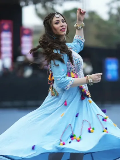 Hosting Raas Rang Thane Navratri is a privilege. Here's a shot of me twirling in my beautiful blue outfit for Day 3.