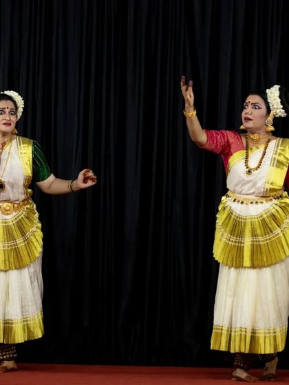 A full-stage view of our duet performance, highlighting the dynamic use of space even in a smaller ensemble.