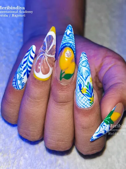 Stay ahead of the trends by learning fun and vibrant nail art techniques. This summer-themed set features intricate fruit designs and patterns, perfect for clients looking for a fresh, seasonal look.