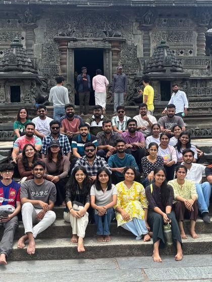 Exploring local culture is part of the journey. Here's our group at a historic temple, taking a break from the trail to appreciate the local architecture.