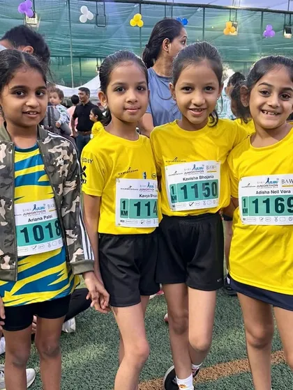 Our young runners ready to race at the Bawa Juhu Juniorthon. It's great to see them supporting each other before the start.