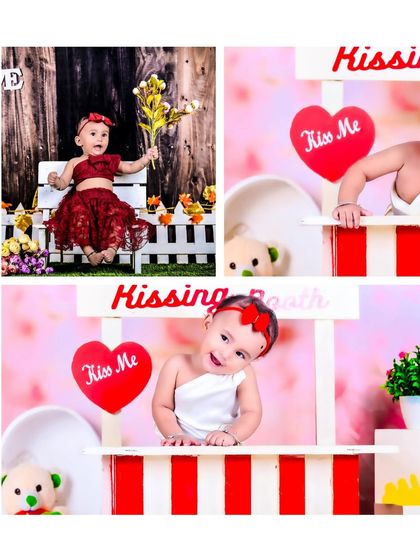 A collage from a "Kissing Booth" session, showing different adorable poses.