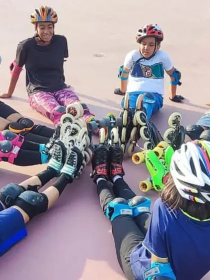 It's not just about individual skill; it's about the bonds we build. Our skaters take a moment together after a tough practice, showcasing the camaraderie and team spirit that is at the heart of our academy.
