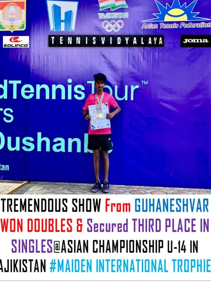 A tremendous international debut for Guhaneshwar, winning the Doubles title and securing third place in Singles at the Asian Championship U-14 in Tajikistan. He joined us just a year ago, unranked in Asia.