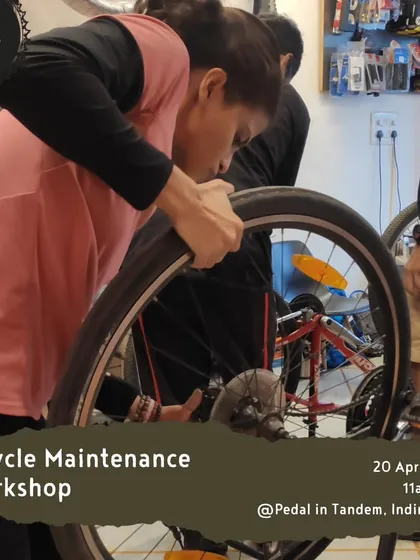 We regularly schedule workshops to fit everyone's calendar. This image promotes a session focused on essential skills for every cyclist.