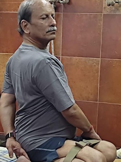 A seated twist on blocks.