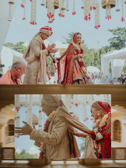 The 'Gathbandhan' ritual, where the couple's garments are tied together, symbolizing their eternal bond.