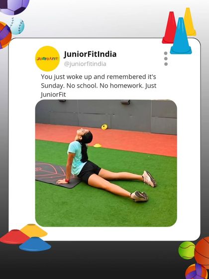 Stretching and mobility are key parts of our program. This image captures that feeling of relief and accomplishment after a great workout, highlighting the importance of recovery and flexibility for young athletes.