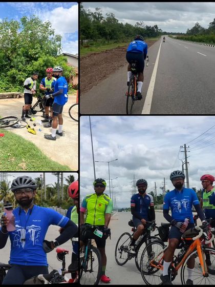 Scenes from the road during the Jog Falls 1000K BRM. The journey is a mix of smooth highways, challenging climbs, and the occasional roadside repair, all part of the randonneuring experience.