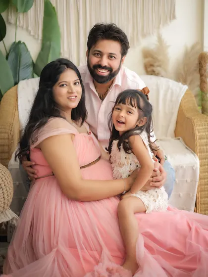 Your growing family is always welcome in our studio. This heartwarming family maternity shoot includes the older sibling, capturing the joy and anticipation of everyone as they wait for the new arrival.