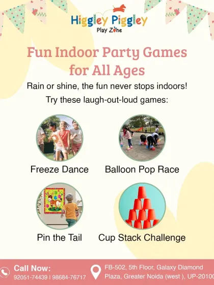 Rain or shine, the fun never stops with our indoor party games. We organize classics like Freeze Dance and Balloon Pop Races to keep all the kids entertained.