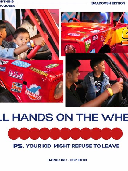 All hands on the wheel of our Lightning McQueen car. This popular photo-op and play car makes every little racer's dream come true.