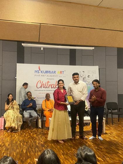 Another one of our talented students being recognized for her artistic achievements at the Chitrakar awards ceremony.