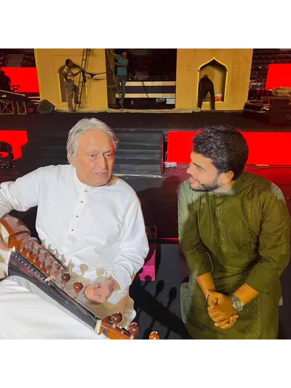 A dream come true. This moment, sharing a conversation with the legendary Padmavibhushan Ustad Amjad Ali Khan Sahab before accompanying him, is something I will cherish for my entire life. His wisdom is as profound as his music.