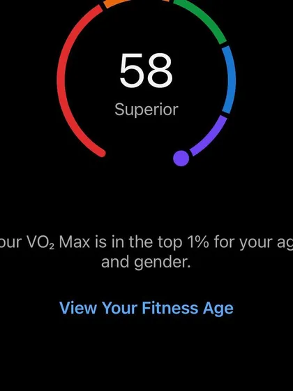 A VO2 Max of 58, in the top 1%. This is the result of consistent, smart training over a long period of time.