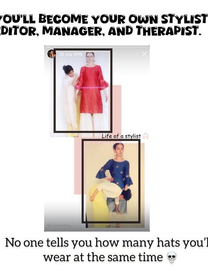 As a stylist and creator, you wear many hats. This image reflects the reality of the job, from being your own editor to your own therapist. It's a journey I love.