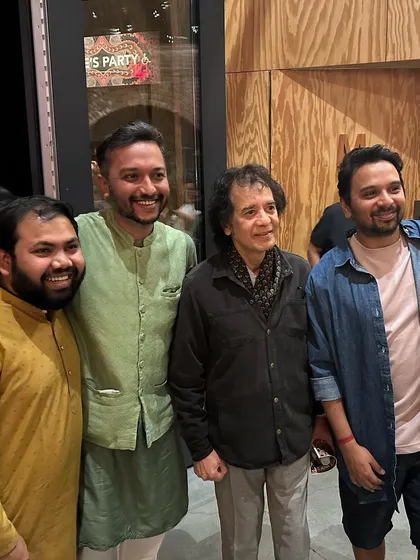 Another cherished photograph from the night Ustad Zakir Hussain attended our show in New York, seen here with my bandmates.