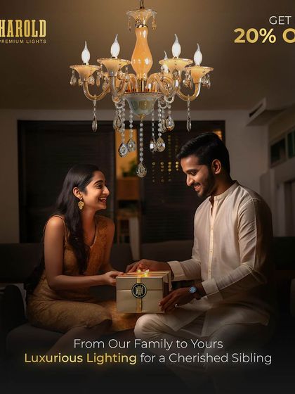 From our family to yours, celebrate Raksha Bandhan by gifting your sibling the luxury of exquisite lighting. Enjoy a flat 20% off on timeless pieces that will brighten their home.