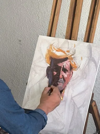 An online portrait demonstration in acrylics on canvas, conducted for Hina Bhatt Art Ventures. Online workshops allow me to connect with students from anywhere.