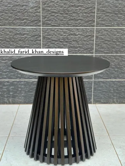 Another view of the black side table.
