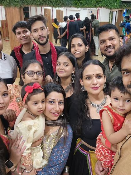 A happy group selfie from our Garba Night. It was a night to remember, filled with dance, laughter, and festive fun for all ages.