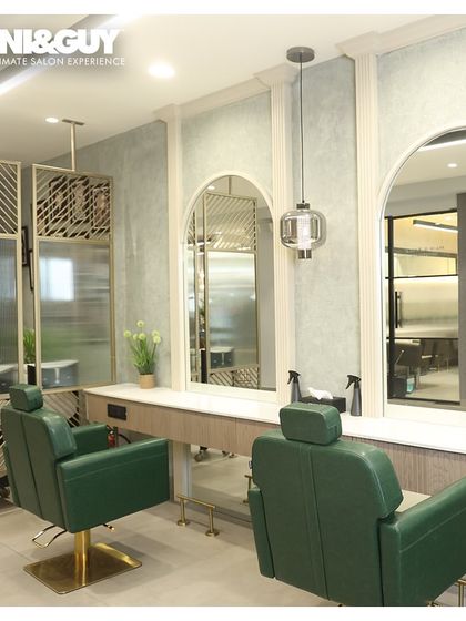 The styling chairs at our GK-1 location. The combination of modern aesthetics and comfortable design ensures you feel your best while we create your look.