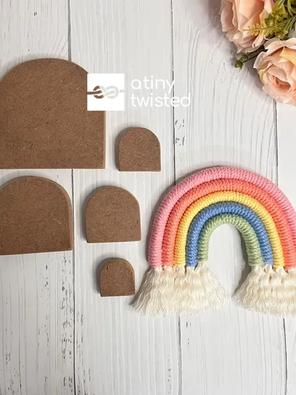 Creating perfect rainbow shapes is now super easy with my Rainbow Stencil Set. This set includes five different sizes, helping you make consistent and beautifully curved rainbows for your wall hangings or nursery decor projects.
