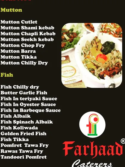 For seafood and mutton lovers, our catering menu features an array of delicious starters. We offer everything from Mutton Shami Kebab and Mutton Barra to Fish Koliwada and Tandoori Pomfret.