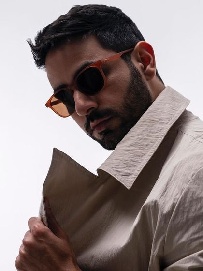 A portrait of Daman Reyar for Lenskart's Valentine's 2024 campaign, shot against a clean white background in our studio.