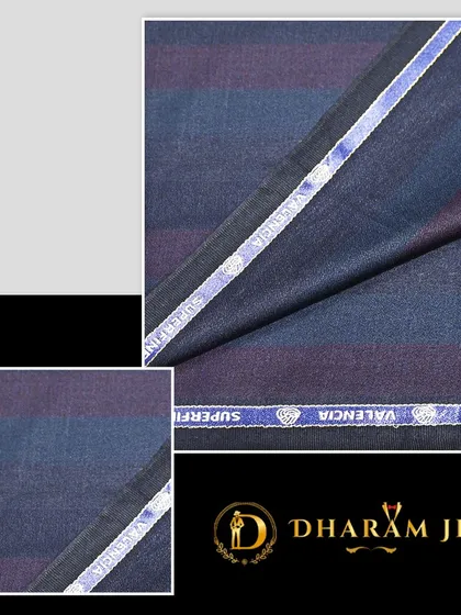 A swatch of Superfine suit fabric from Valencia in a multi-tonal stripe. This is a high-quality cloth that will result in a sharp and durable suit.