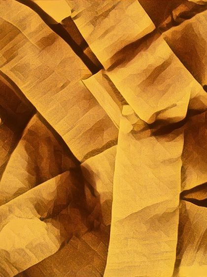 Titled 'My Way', this sand painting is a composition of overlapping bands and textures. It's an exploration of form and structure using only sand.