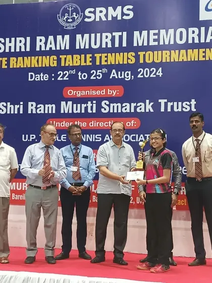 Samriddhi Sharma receiving her Gold medal for the U-15 Girls category at the UP State Ranking tournament in Bareilly.