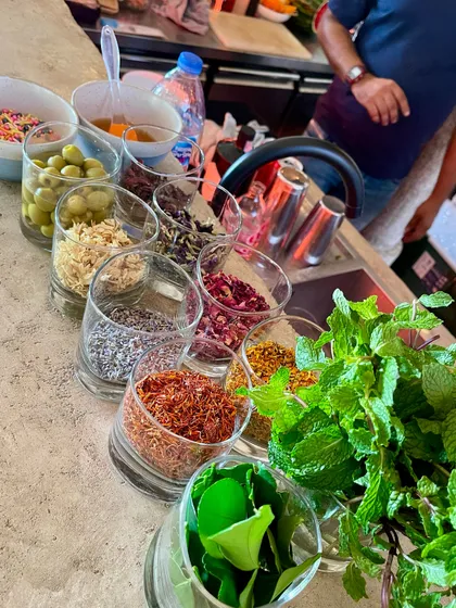 A selection of our fresh and dried garnishes, including various herbs, spices, and dehydrated fruits. We use only high-quality ingredients to ensure our drinks look and taste their best.