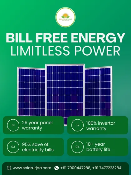 We guarantee long-term performance and savings. Our solar solutions come with a 25-year panel warranty, a 100% inverter warranty, and a battery life of over 10 years, helping you save up to 95% on your electricity bills.