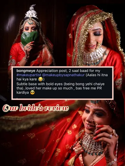 This review from my lovely Bengali bride two years after her wedding made my day. Creating traditional looks that are both authentic and beautiful, like this one with the classic bold eyes, is something I absolutely love.