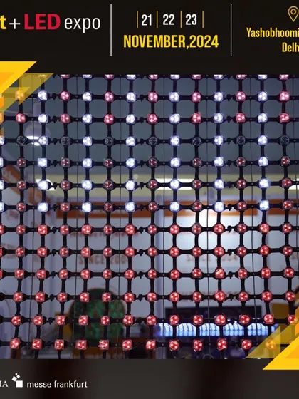 A close-up of a programmable LED grid, showcasing the technology behind large-scale digital displays and media facades.