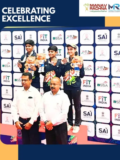 Our shooter Addya Katyal on the podium at the Khelo India Youth Games. Her back-to-back bronze medal finishes demonstrate the consistency and mental strength we cultivate in our athletes.