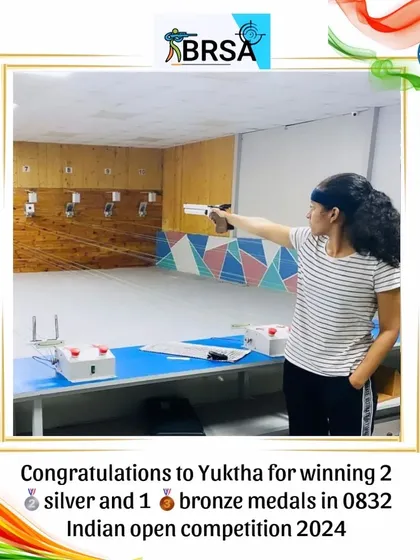 A congratulatory post in Kannada celebrating Yuktha's multiple medal wins at the Goa Open Competition, connecting with our local community and expressing our pride.