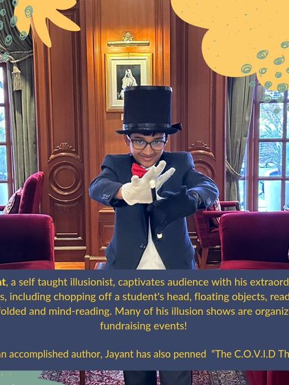 Introducing the incredible Jayant, a self-taught illusionist and author. We were thrilled to have this inspiring young performer share his magic at our anniversary event.