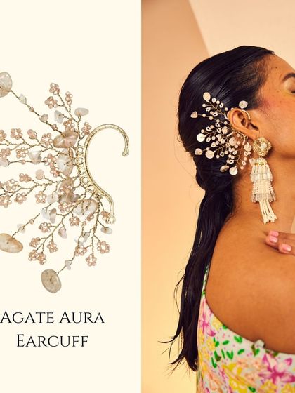 The Agate Aura Earcuff is a stunning piece for your Rakhi look, adding an edgy and stylish touch.