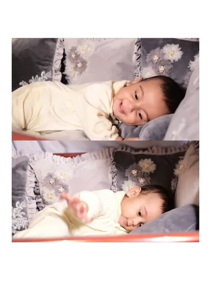 Pure happiness. This little one is all smiles as he snuggles into the plush, comfortable pillows of his new bedding set. These moments are what I work for.