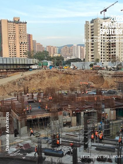 Another perspective of the bustling construction site at Sejal City. Our hands-on approach during this phase is critical to making sure the final building matches the dream, not just the render.