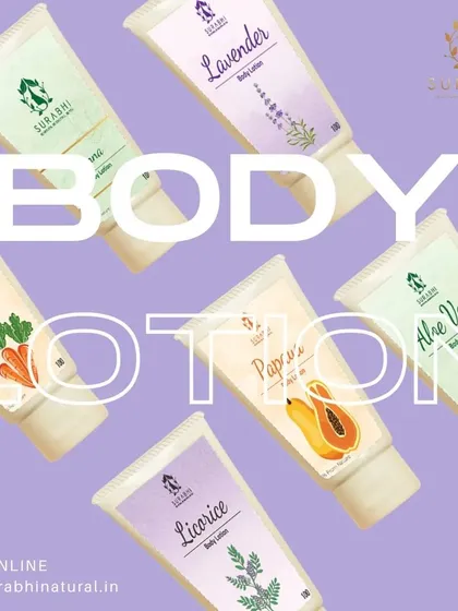 We offer a wide range of natural body lotions to nourish your skin. Choose from scents like Lavender, Carrot, Papaya, Aloe Vera, and Licorice.