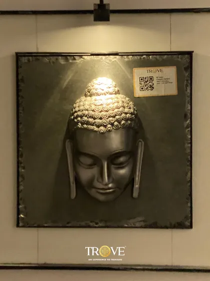 A closer look at a custom Buddha tile design. The detailed relief and metallic finish create a sense of peace and tranquility. I can craft these specialized tiles to become the centerpiece of a meditation corner or a serene entryway.