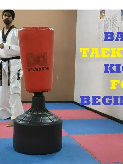 A thumbnail for my YouTube tutorial on the four basic kicks for beginners. Mastering these fundamentals is the first step on the path to more advanced techniques.