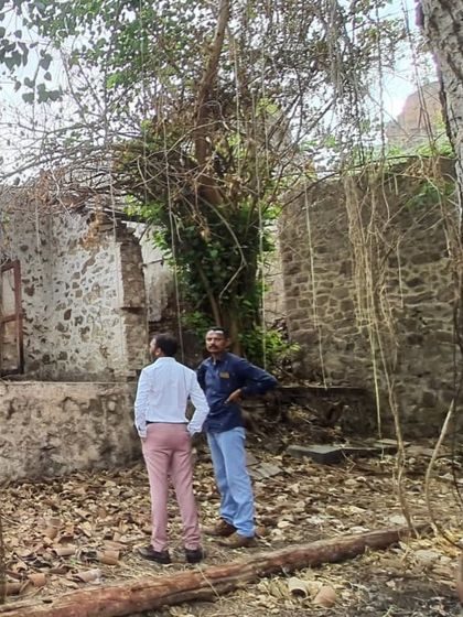 On-site at the Darbargarh ruins, discussing the revitalization strategy with local stakeholders. Community collaboration is key to our process.