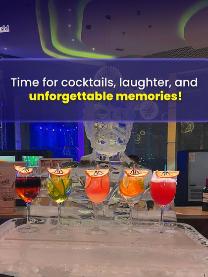 An ice luge for serving shots at a large event. This is a fun and interactive way to serve drinks and create a memorable experience for guests.